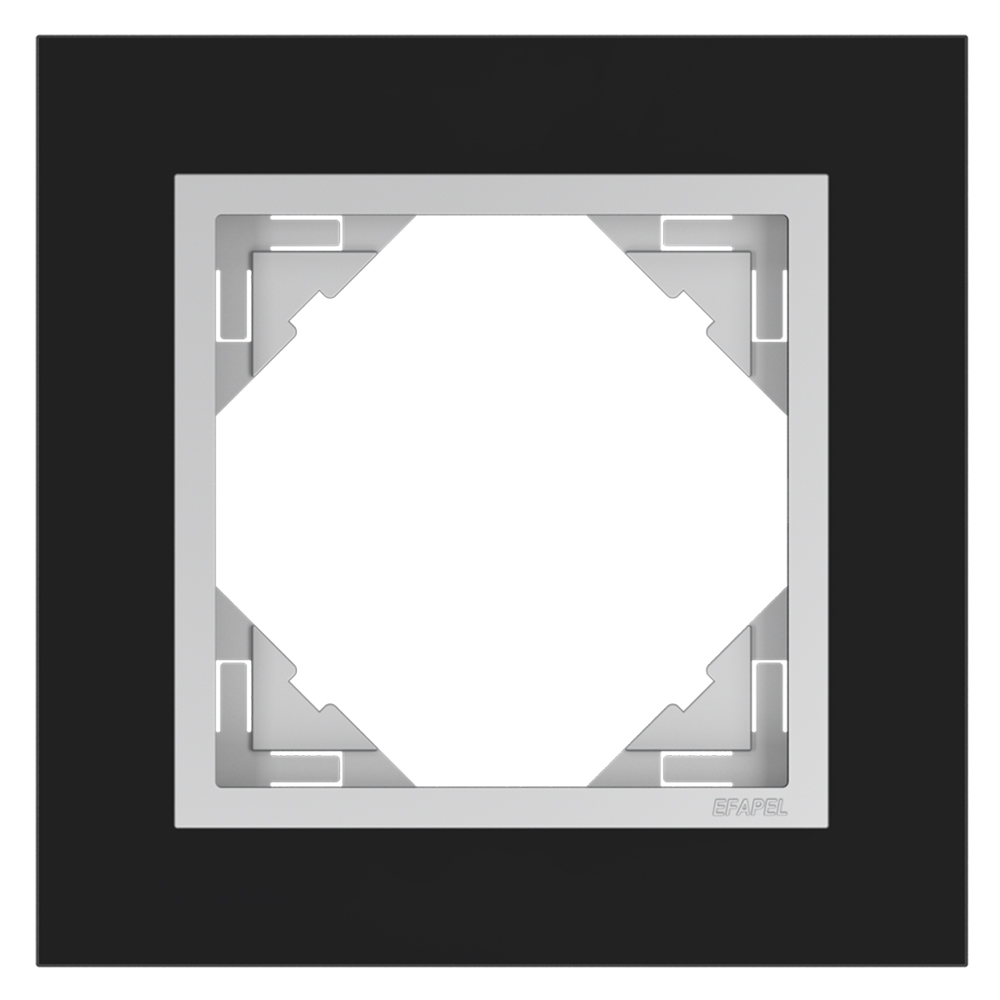 EFAPEL - SINGLE FRAME BLACK GLASS/ALUMINIUM 90910 TEA LOGUS 90 Crystal