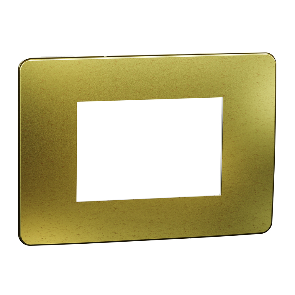 SCHNEIDER ELECTRIC - NU270359М New Unica - cover frame - 1 gang - 3 module - gold/ white mirror surface