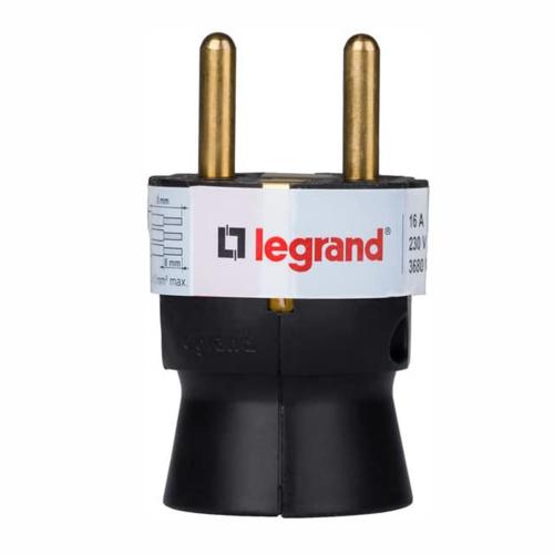 LEGRAND - 50177 2P+E plug - 16 A - German standard - plastic straight outlet - black - bulk