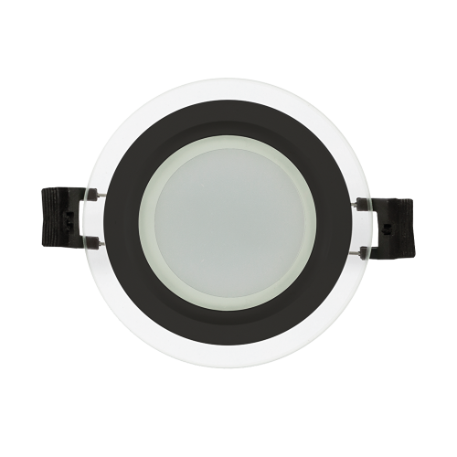 ULTRALUX - LPRG642BL LED black glass panel for building-in round, 6W, 4200K, 220V AC, neutral light, IP44, SMD2835