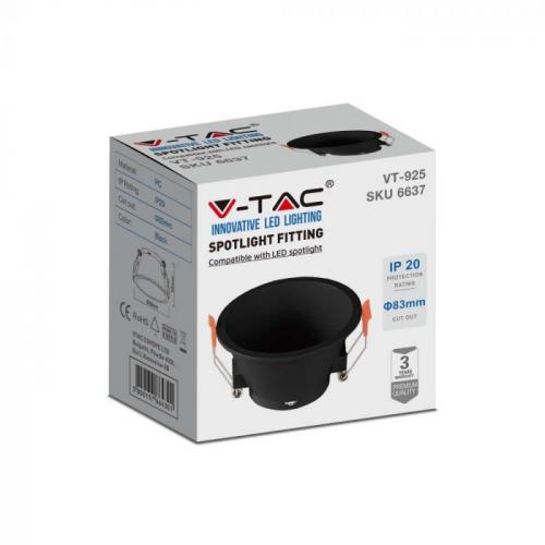 V-TAC - GU10 Корпус Кръг Черен SKU: 6637
