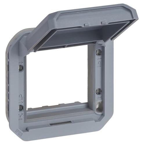 LEGRAND - Adapter for Mosaic 45x45mm with solid cover mechanism color Grey IP55 Plexo New 69584L