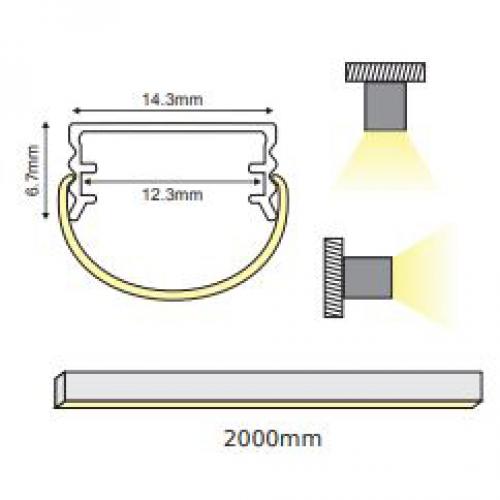 ACA LIGHTING - CRUZ ALUMINUM PROFILE WITH OPAL COVER 2m/pc P163