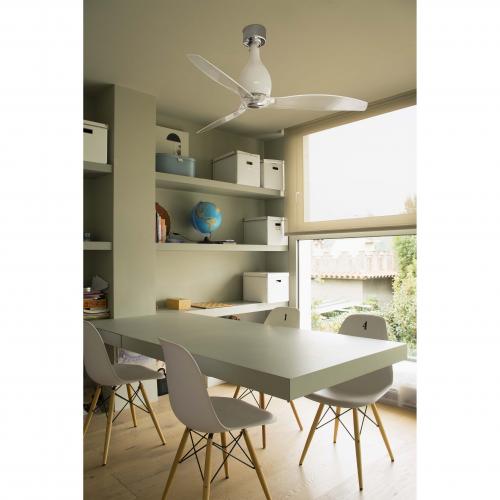 FARO - MINI ETERFAN Shiny white/transparent ceiling fan with DC motor 32020WP