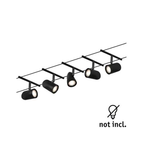 PAULMANN - 94469  CorDuo cable system Cup basic set✴GU5.3 max. 5x10W ~230/12V✴ matt black/chrome