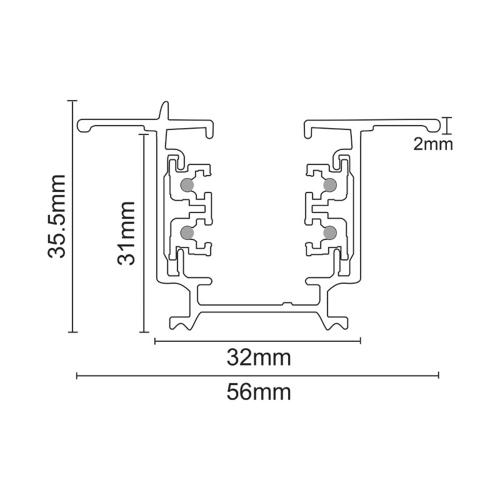 ACA LIGHTING - Трифазна шина за вграждане 3м. черно 4WRE3MB