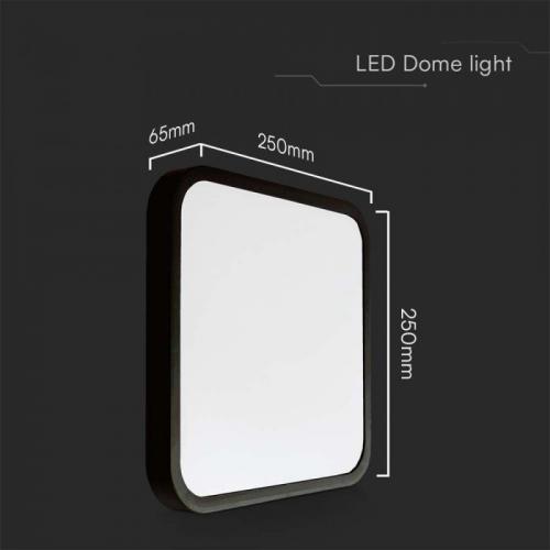 V-TAC - 18W LED Dome Light Square Black Frame 4000K IP44 SKU: 76431