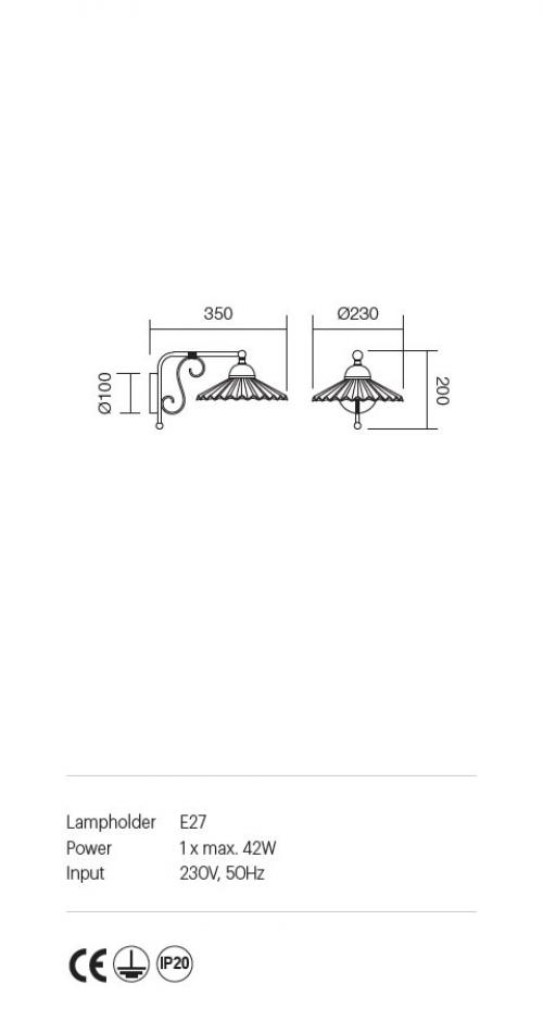 INCANTI - wall luminaire ORNELLA 02-749  AP 1X42W E27 SMALL