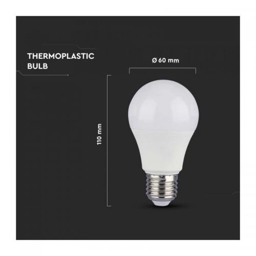 V-TAC - LED Bulb 8.5W E27 A60 Plastic Sensor 3000K SKU: 214459 