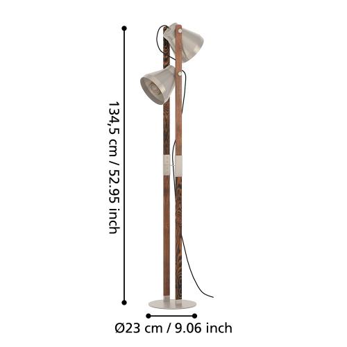 EGLO - лампион CAWTON E27 2X40W стомана, дърво - 43954