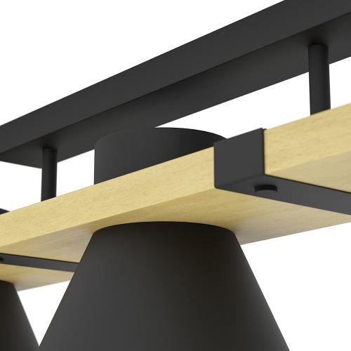EGLO - ceiling light MACCLES E27 3X15W black/wood - 43955