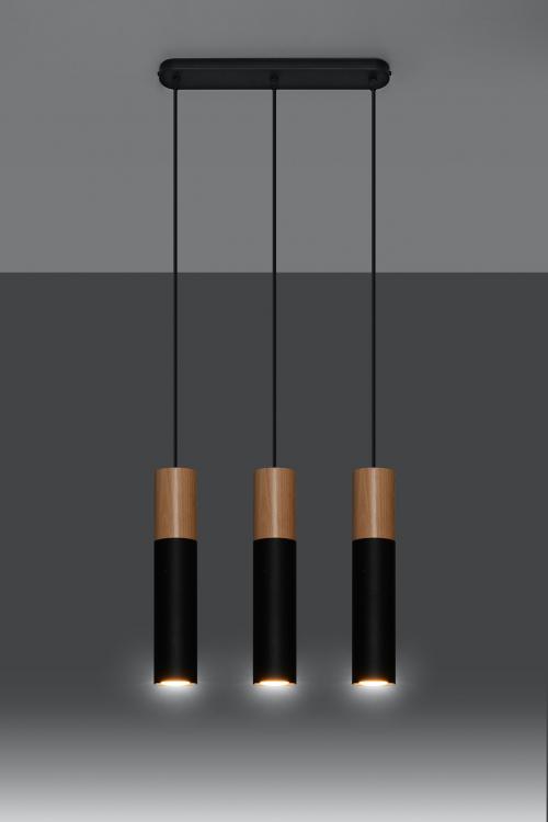 SOLLUX - pendant  lamp  PABLO 3 black  SL.0634