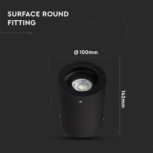 V-TAC - Корпус Луна Външен Монтаж Кръг Черeн SKU: 3628 VT-796