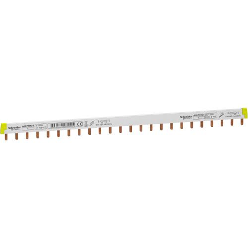 SCHNEIDER ELECTRIC - A9XPH124 Schneider Electric 1 Phase Busbar, 24 Module, 415V, 18mm Pitch