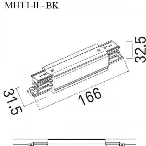 MAXLIGHT - КОНЕКТОР MIDDLE FEED CONNECTOR BLACK MHT1-IL-BK ,(MHT1-IL-BK MAX)
