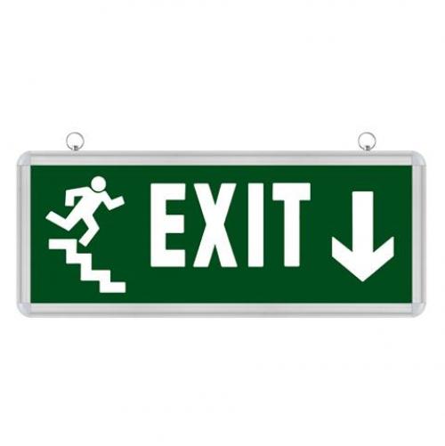 HOROZ - Аварийно тяло табела EXIT 6LED двустранна със стрелка надолу 3W 100lm