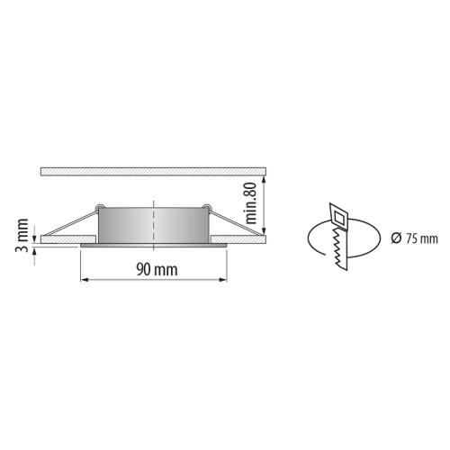 ULTRALUX - PLVR55GU10  Ceiling downlight for building-in GU10 round movable low glare