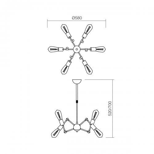 SMARTER - pendant luminaire  SPIDER  01-1260 E27, 6X42W