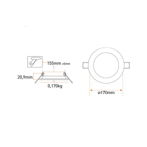 PANASONIC - 12W Circular Type LED Panel - 4000K  LPLA11W124