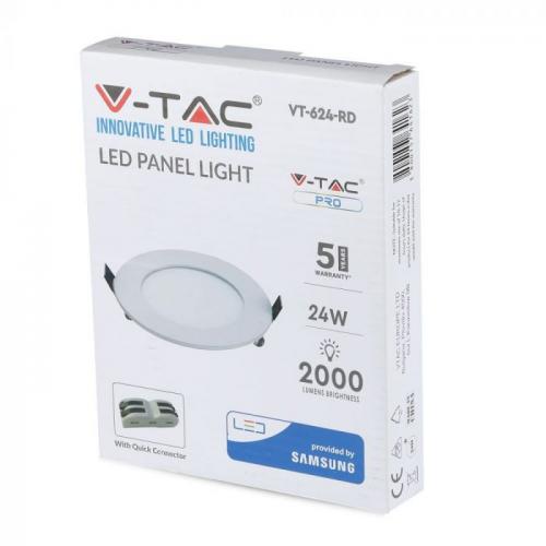 V-TAC - 24W LED Panel Premium SAMSUNG Chip Round 4000K SKU: 725