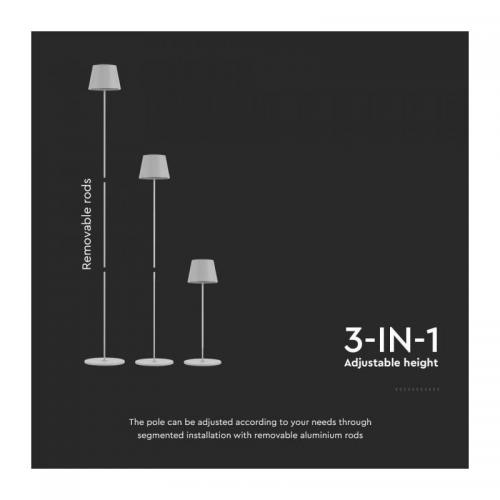 V-TAC - 4W LED Floor Lamp White Body 3000K IP54 SKU: 7007
