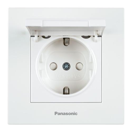 PANASONIC - Socket 2P+E, With Lid and Child Protection, Complete WKTC0210-2WH 