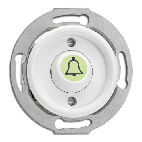 THPG - Rocker button luminescent and symbol (bell) 10A Ø 7,0 cm Duroplast white 100983