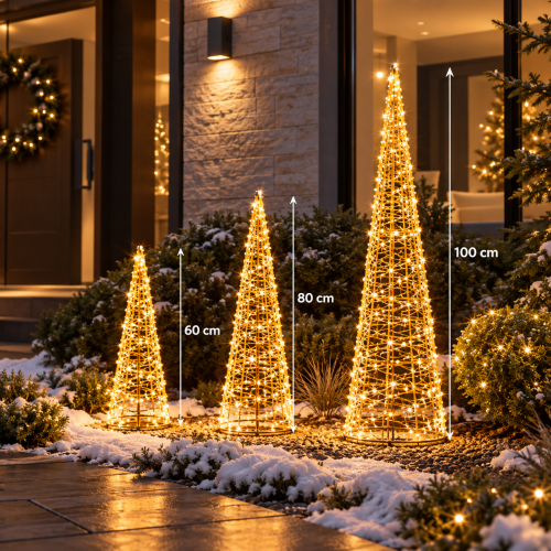 ACA LIGHTING - LED Christmas Decorative Cone, 300 LED, 80 cm, IP44 LEDCONE80