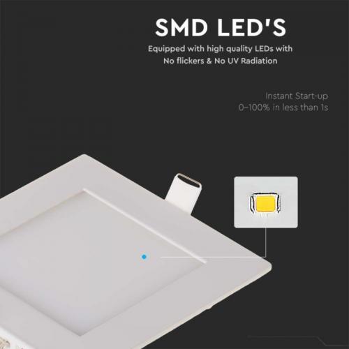 V-TAC - 3W LED Premium Panel Downlight Square 3000K SKU: 216295