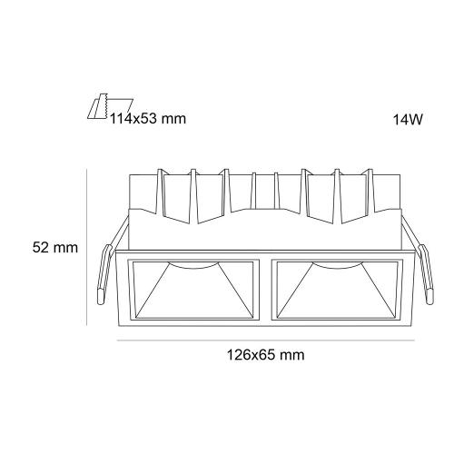 1032 Dim POLARIS LIGHTING - LED DOWNLIGHT SQUADRA TRIAC DIM L126/W65/H52mm 14W ...