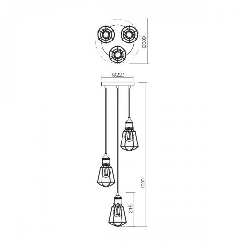 SMARTER - пендел  THARU 01-1302 E27, 3 X 42W 