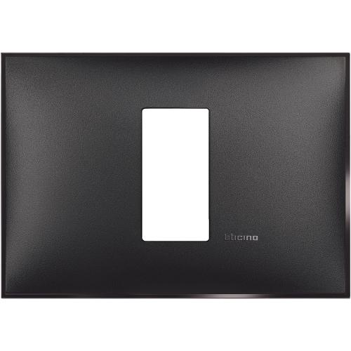 BTICINO - R4803M1BH cover plate - 1 centered module - Black nickel