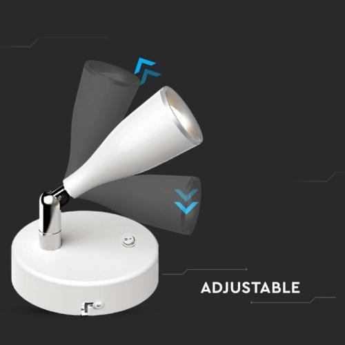 V-TAC - 4.5W LED Единична Спот Лампа 4000K Бяла С Ключ SKU: 218677