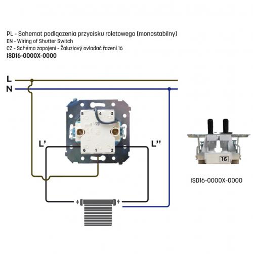 VECTIS - Shutter double press switch, toggle chrome 10A  ISD 16-00005-0000