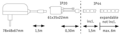 PAULMANN - 79876 MaxLED 250 LED Strip Tunable White basic set 1.5m coated IP44⚡ 5.5W⚡230lm/m Tunable White⚡24VA