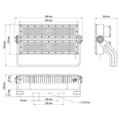 ULTRALUX - LSFM42050 Professional LED floodlight 420W, 5000K, 100-277V AC, IP66, Diffuser 30°