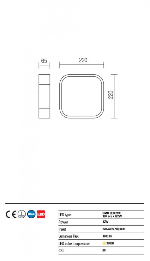 REDO GROUP - Плафон SCREEN IP 01-1354 IP PL LED 24W IP44 CH/GLASS