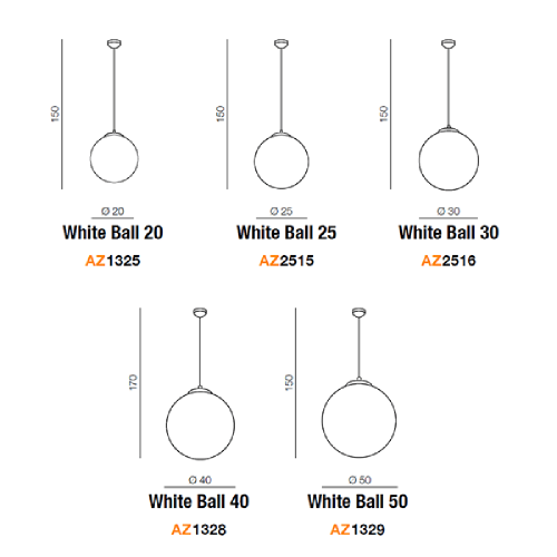 AZZARDO - Lampa White Ball 25 FLWB25WH / AZ2515