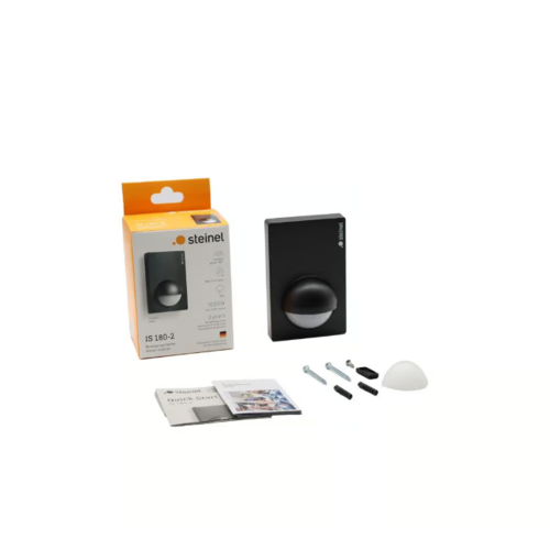 STEINEL - PIR motion sensor, for surface mounting on wall, 180°, range 12m @ h=2m, IP54, IS 180-2, Black  SL603113