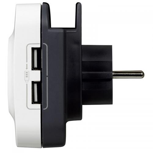 LEGRAND - 694671 Aдаптер защита от пренапрежение 2P+T, 16A 2xUSB и поставка за телефон