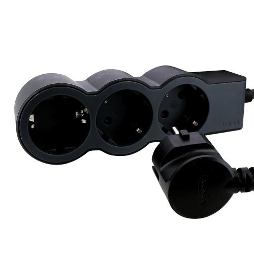 LEGRAND - 694568 Power strip BLACK 3x2P + E with cable 5 meters / 1.5mm2 Standard Legrand