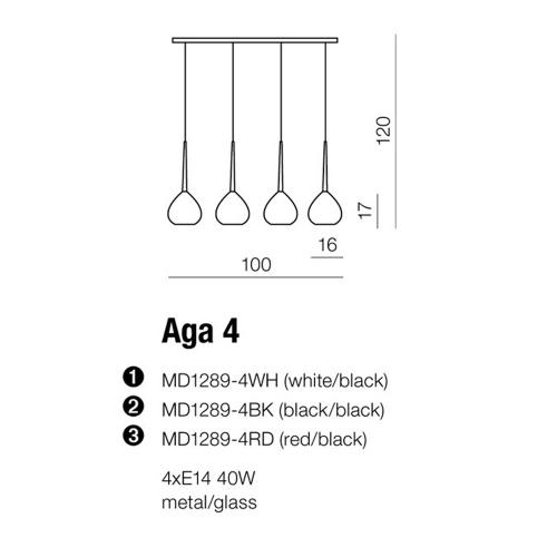 AZZARDO - Пендел Aga 4 Azzardo MD1289-4-BK-BK / AZ1067