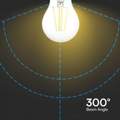 V-TAC - LED Крушка 4W Filament E27 A60 Прозрачно Покритие 6400K SKU: 217120 