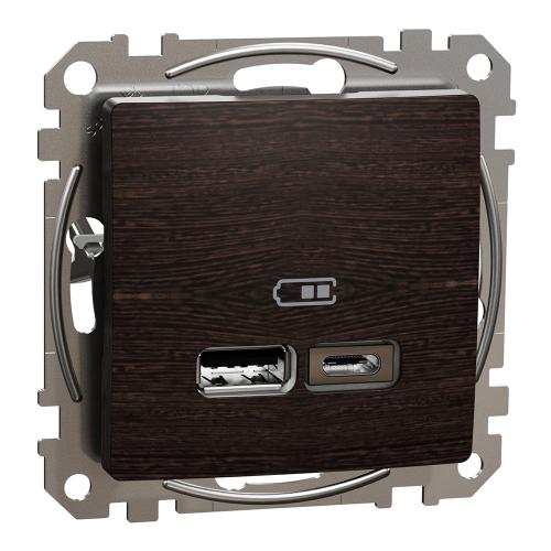 SCHNEIDER ELECTRIC - SDD181402 Sedna Design & Elements USB charging socket, A+C type, 2.4A, wenge