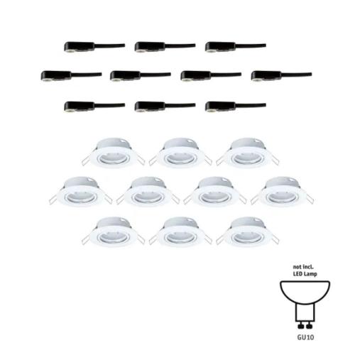 PAULMANN - 93400 Recessed light Base basic set pivoting round ✴90mm 20° GU10 max. 10W~230V⚡dimmable✴white