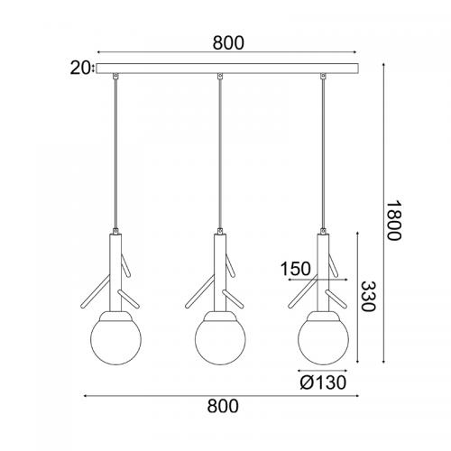 ACA LIGHTING - pendant luminaire  FLORESTA EF93573P 3XE14