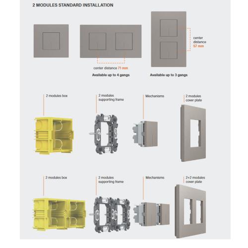 BTICINO - cover plate 2+2+2+2 modules Stone Light Now YA4802M4GG