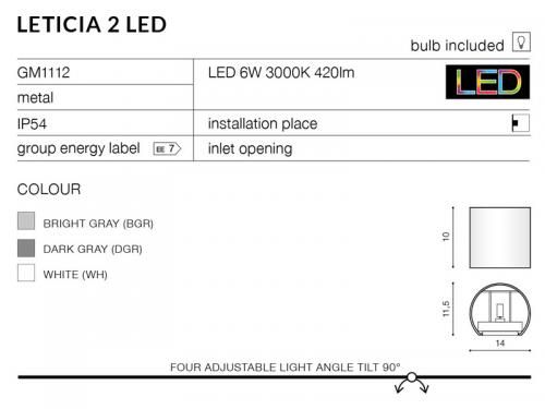 AZZARDO - LED Аплик Leticia 2 GW-A310BG / AZ2188