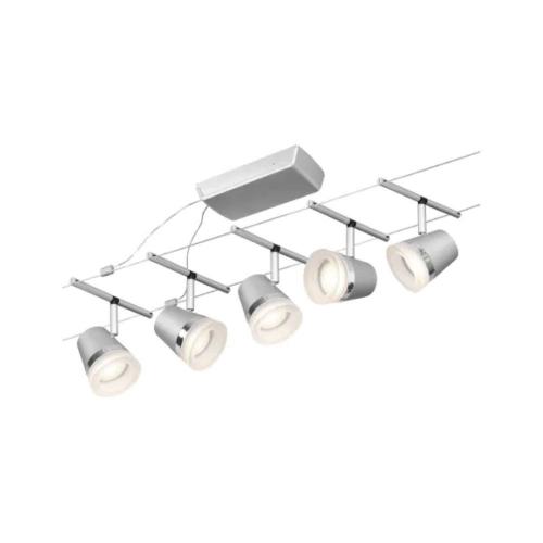 PAULMANN - 94459  CorDuo cable system Cone basic set ✴GU5.3 max. 5x10W ~230/12V✴matt chrome/chrome