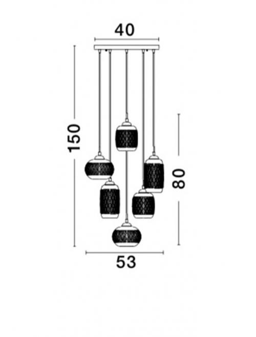 NOVA LUCE - Пендел DEVON 938220  E14 6x40W IP20 Bulb Excluded D: 53 H: 150 cm
